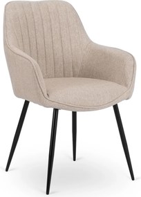 Zestaw Stół Prostokątny Rozkładany VICTOR 160-240 cm Czarny Marmur i 4 Krzesła Tapicerowane MALAGA Beżowe Nowoczesne