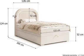 Eleganckie tapicerowane łóżko kontynentalne Flay 120x200 z pojemnikiem na pościel i wygodnym wezgłowiem