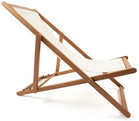 Beżowy składany leżak ogrodowy z drewna akacji Bonami Essentials Deck