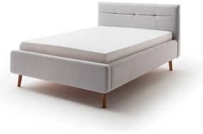 Jasnoszare tapicerowane łóżko dwuosobowe ze schowkiem i stelażem 140x200 cm Lotte – Meise Möbel