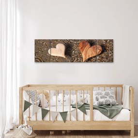 Obraz - Drewniane serca (170x50 cm)