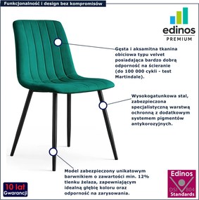 Zestaw 4 zielonych krzeseł welurowych - Selvaro