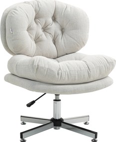 HOMCOM Krzesło biurowe bez podłokietników, wygodne biurowe krzesło z pikowanym siedziskiem i regulowaną wysokością, Kremowy