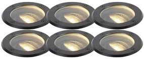 Zestaw 6 czarnych regulowanych lamp ogrodowych do wkopania IP65 - Delux
