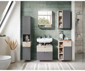 Szara/w naturalnym kolorze wisząca szafka bez umywalki w dekorze sosny 53x60 cm Quickset 394 – Pelipal