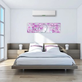 Obraz kwiatów na srebrnej łodydze - abstrakcja (170x50 cm)