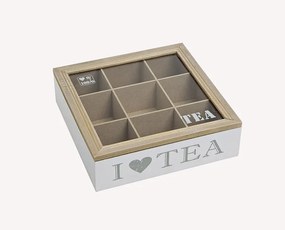 Drewniane pudełko na herbatę I LOVE TEA