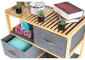 G21 Bambusowy regał z koszykami, 3 półki, szary, 3 piętra