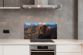 Szklany Panel Ognisty Zachód Słońca w Górach