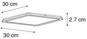 Plafon / Lampy sufitowe LED kwadratowy biały 30cm 3-stopniowe ściemnianie IP44 - Steve Nowoczesny Oswietlenie wewnetrzne