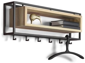 Czarno-naturalny metalowy wieszak ścienny z półką School – Spinder Design