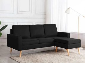 3-osobowa czarna sofa z podnóżkiem - Muria 4Q