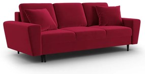 Czerwona aksamitna rozkładana/ze schowkiem sofa 235 cm Kyoto – Cosmopolitan Design