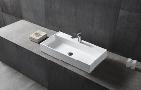 Umywalka ścienna TWG12Odlew mineralny - Biały mat - 90 x 45 x 11 cm