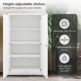 Szafa modułowa metalowa wielofunkcyjna z szufladą biała MEGAN 1850 x 900 x 400 mm