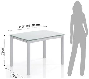 Rozkładany stół ze szklanym blatem 70x110 cm Fast – Tomasucci