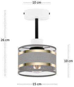 Lampa sufitowa biała jednopunktowy spot z szarym abażurem T-1010WE-GR