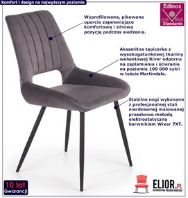 Szare nowoczesne krzesło pikowane - Adina