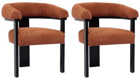 Zestaw 2 krzeseł z podłokietnikami z bukli i drewna kauczukowego - Terakota i czarny - LIVELIA marki Pascal Morabito