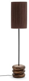 Lampa stołowa z litego drewna akacjowego w ciemnym naturalnym kolorze (wysokość 147 cm) Kor – Kave Home