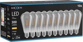 Mexen Vintis 10x żarówka filament LED E27, ST64, 4W, Ciepła - 2700K,  300 lm, smoke - L152-E27-0427-70x10
