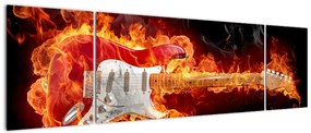 Obraz - Gitara w płomieniach (170x50 cm)