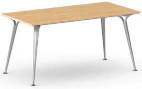 Stół konferencyjny do biura PRIMO ALFA, 160x80 cm, szaro-srebrna podstawa, buk