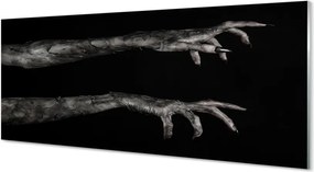 Panel szklany do Kuchni Brudne Dłonie na Czarnym Tle