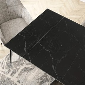 Stół Rozkładany Prostokątny DEVON 160-220 cm Ceramiczny Czarny Marmur/Czarny Glamour