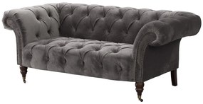 Sofa Chesterfield Glamour Velvet Grey 2-os.