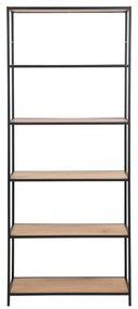 Czarno-naturalny regał w dekorze dębu 77x185 cm Seaford – Actona