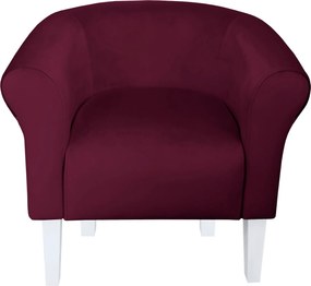Fotel Milo tkanina Welur wygodny fotel tapicerowany do salonu i sypialni : Kolor nogi - Biała, Kolor tkaniny - VELVET - MG02, Wysokość nogi - 20 cm