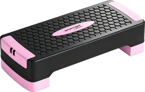 SPORTNOW Deska do stepu regulowana Fitness Aerobic Stepper 2 poziomy (11/16 cm) 2 taśmy oporowe, mata antypoślizgowa Różowy | Aosom PL
