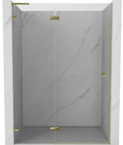 Mexen Lunar L drzwi prysznicowe uchylne lewe 140 cm, transparent, złote - 834L-140-000-50-00-L