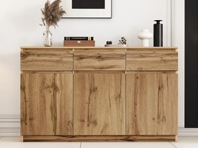 Bufet z 3 drzwiami i 3 szufladami - panele wiórowe - Naturalny