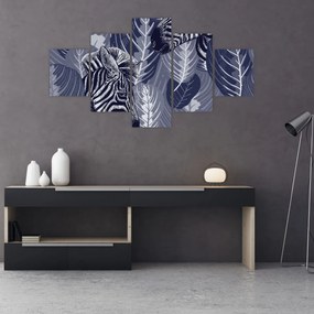 Obraz - Zebry wśród liści (125x70 cm)