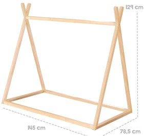 Naturalne łóżko dziecięce w kształcie domku 70x140 cm Montessori – Roba