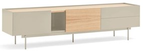 Beżowo-naturalna szafka pod TV w dekorze dębu 180x45 cm Otto – Teulat