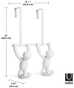 Biały plastikowy wieszak na drzwi 22 cm Buddy – Umbra