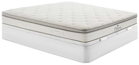 Zestaw 180 x 200 cm łóżko ze skrzynią biały + materac z 7-strefowymi kieszeniowymi sprężynami z warstwą TPE gr. 28 cm - ONEBIA de PALACIO