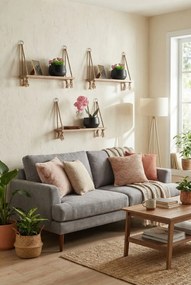 Komplet trzech półek wiszących dąb craft złoty R8-N09