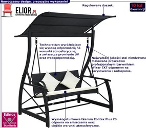 Nowoczesna huśtawka ogrodowa Senea - czarna