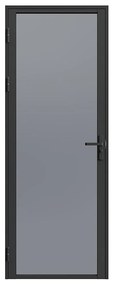Drzwi kompletne dwustronne z aluminium i dymionego szkła hartowanego - wys. 204 x szer. 73 cm - Czarny - LOXTON