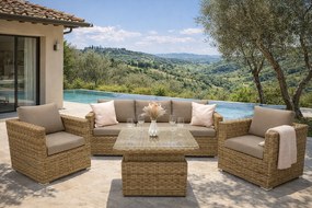 Zestaw rattanowy MALIBU dla 5 osób (beżowo-brązowy)