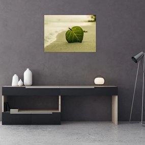 Obraz liścia w piasku (70x50 cm)