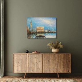 Obraz na szkle - Gondola przejeżdżająca przez Wenecję, obraz olejny (70x50 cm)
