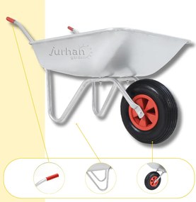 Taczka ogrodowa ocynkowana LARRY, max. pojemność 80l/100kg, srebrna/czarna Gardebruk
