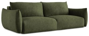 Zielona rozkładana sofa z tkaniny szenilowej 230 cm Leila – Makamii