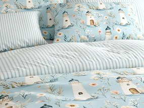 PrzytulneMieszkanie.pl PrzytulneMieszkanie.pl Bawełniana pościel LIGHTHOUSE POLY niebieska Rozmiar pościeli: 70 x 90 cm | 140 x 220 cm