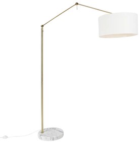Nowoczesna lampa stojąca złota z abażurem białym 50 cm regulowana - EditorDesignerski Oswietlenie wewnetrzne